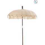 J-Line parasol kwastjes/schelpen hout donker bruin large 188x188x250cm