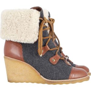 Tory Burch Marley Flanel Wedge Boots in Bruin Leder