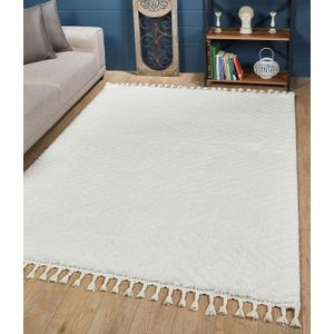 Woodman Carpet Moeflon - , hoogpolig vloerkleed met franjes