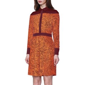 Bi-materiaal shirt-jurk met lineaire bloemenprint