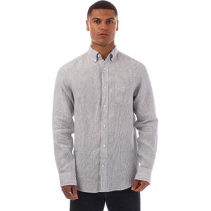 Men's Gant Regular Fit Striped Linen Shirt in White