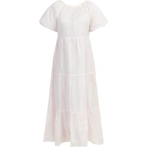 myMo - Maxi Jurk - Wit Roze Oranje - Dames - Stippenprint