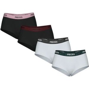 Pieces - PCLOGO - Hipsters - Zwart/Wit - 4-pack