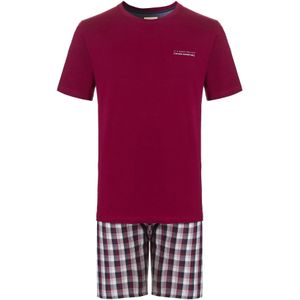 Phil & Co Heren shortama korte pyjama katoen rood