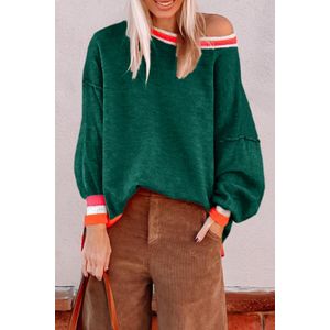 Gebreide Pullover Sweater met Kleurblokken Mouw- en Boordafwerking