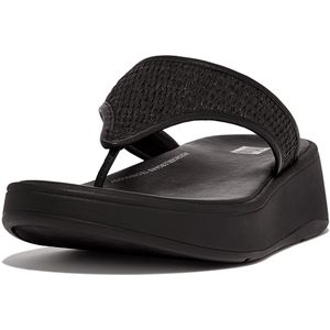 FitFlop F-mode woven-raffia flatform toe-post sandals