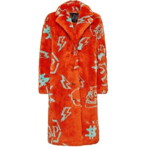 Philipp Plein - Eco Fur Long Coat Monogram - Imitatiebont - Oranje