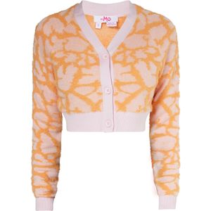 Mymo - Vest - Oranje Roze - Dames - Cropped Jacquard met Giraffepatroon