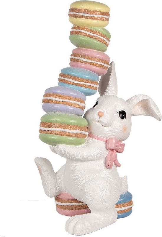 Clayre & Eef Decoratie beeld konijn 53x37x90 cm keramisch materiaal macarons