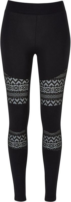 Urban Classics Dames legging met gehaakte kanten inslag