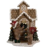 Clayre & Eef Gingerbread house met led 15x10x18 cm kunststof beer