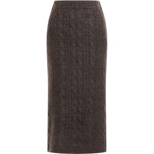 Dreimaster - Gebreide Midi-rok - Donkerbruin - Dames
