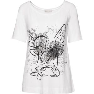 SWL - Zomertop - Wit - Stretch Jersey - Raglan Elleboogmouwen - Wijde Halslijn