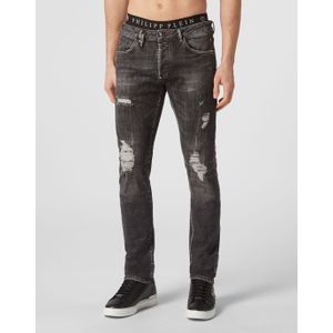 Philipp Plein - Jeans - Zwart - Super Straight Cut - Katoen