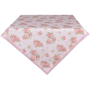 Clayre & Eef Tafelkleed 100x100 cm Roze Katoen Vierkant Rozen