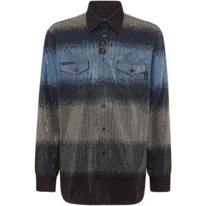 Philipp Plein - Denim Shirt Crystal - Veelkleurig - Overhemden