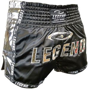 Legend Sports Kickboks broekje kids/volwassenen glamour zilver satijn