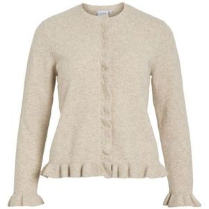 Vila Vijacia o-neck ls frill knit cardibfs beige