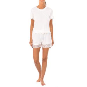 Damespyjama met korte mouwen en ronde hals 1202