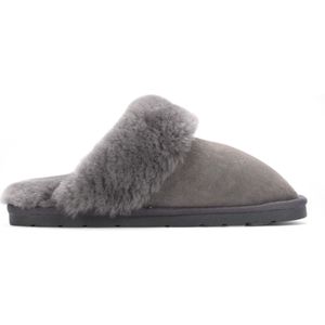 Luna - Muiltjes - Grijs Suède - Echt Schapenvacht