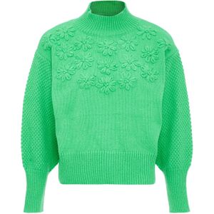 myMo - Trui - Groente - Geborduurd - Lantaarnmouwen - Pullover