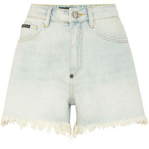Philipp Plein - Denim Shorts Logo - Blauw - Korte Broeken