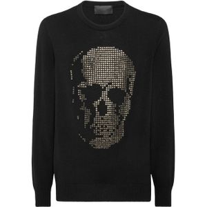 Philipp Plein - Cashmere Pullover - Zwart - Ronde Hals - Lange Mouwen