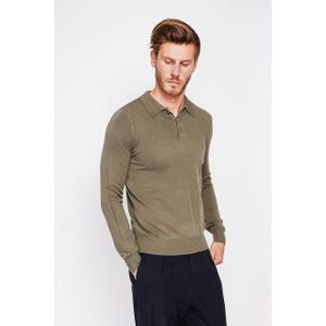 William de Faye - Long-sleeve Polo - Kaki