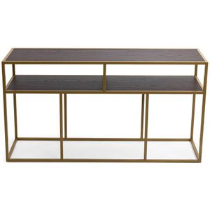 Stalux Side-table 'teun' 150cm, kleur goud / bruin hout