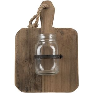 Clayre & Eef Vaas 23x13x33 cm Bruin Hout Glas Decoratie Pot