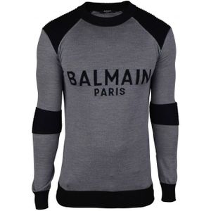 Balmain - Trui - Grijs - Wollen - Lange Mouwen - Ronde Kraag