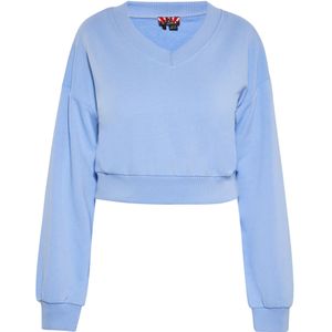 Mymo - Blouse - Blauw - Cropped - Lange Mouwen - V-hals