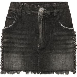 Philipp Plein - Denim Mini Rok - Zwart - Vijf-pocket Design