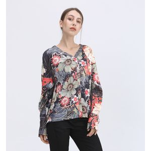 Macro - Bloemenprint - Blouse - V-nek - Lange Mouwen