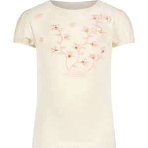 Le Chic Meisjes t-shirt luxe bloemen nommy pearled wit