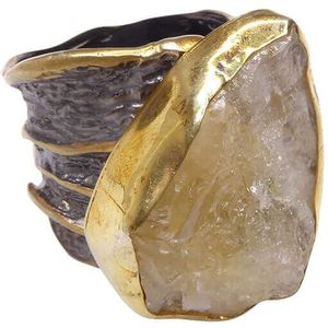 Christian Zilveren ring met ruwe kwarts