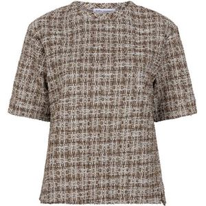 Lofty Manner - Bouclé Top - Ecru - Korte Mouwen