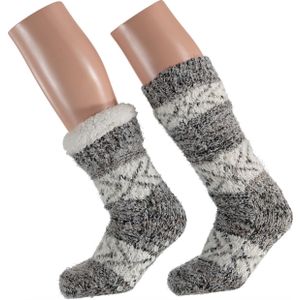 Apollo Huis sokken gevoerd grijs bruin ( 36/41) tijdelijk op
