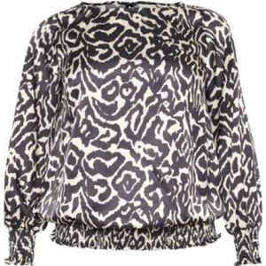 Kaffe Curve - Blousetop - Allover Print - Ronde Hals - Lange Mouwen - Viscosemix