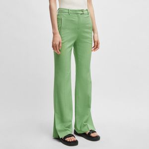 Boss - Terela - Damespantalon - Groen - Slim-Fit Flared