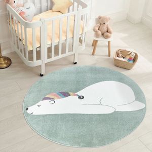 Muratap Vloerkleed beer rond laagpolig anime kids creme- 120 cm rond