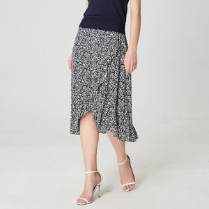 Cross - Ruffles - Bloemenprintrok - Licht - Trapeze Vorm - 79 cm Lengte