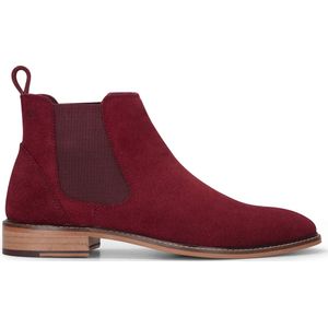 London Brogues Heren Burgundy Wijn Suède Leren Slip-On Chelsea Enkellaarsjes