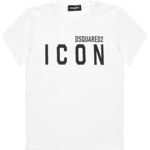 Dsquared2 - Jongens Witte T-shirt met logo-print van katoen