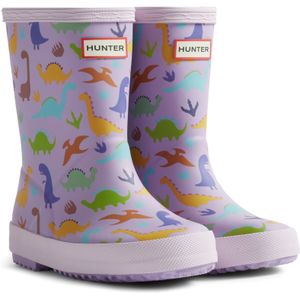 Hunter - Kids First Classic - Regenlaarzen - Paarse - Dinosaurusprint