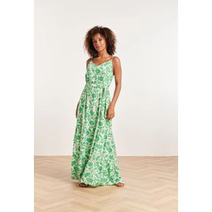 Smashed Lemon 24318 maxi jurk met spaghettibandjes levendige groene