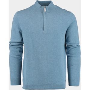 Bos Bright Blue Scotland blue pullover yamm half zip flat knit 24105ya10sb/267 dark denim