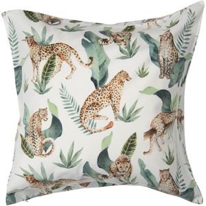 Clayre & Eef Kussenhoes 45x45 cm Groen Polyester Vierkant Tijger Sierkussenhoes