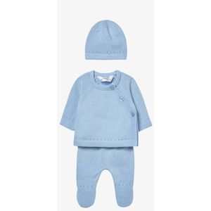Mayoral - Baby Gift Set - Sky - Driedelig - Gebreide Muts Top Broekje met Voetjes