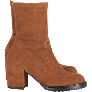 Stuart Weitzman Dalenna Sock Enkelboots in Tan Suède